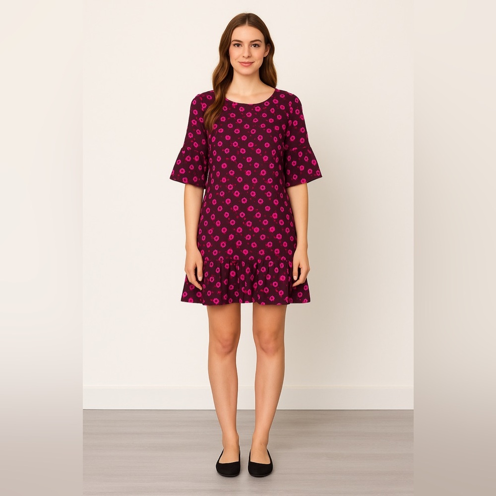 Princess Highway Women’s Floral Ruffle Hem Dress Size 6 Burgundy Pink